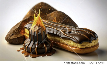 Indulgent dessert display featuring chocolate-covered creations on a dessert plate Indulgent dessert display featuring chocolate-covered creations on a dessert plate 127517298