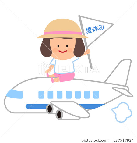 Illustration of a girl traveling during summer vacation 127517924