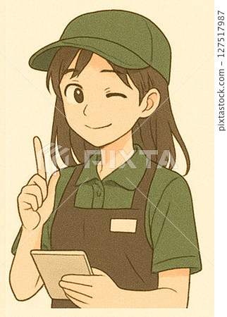 笑容燦爛的日本年輕女性插畫！ 10多歲、20多歲、30多歲、40多歲的年輕一代！打工AIOL 127517987