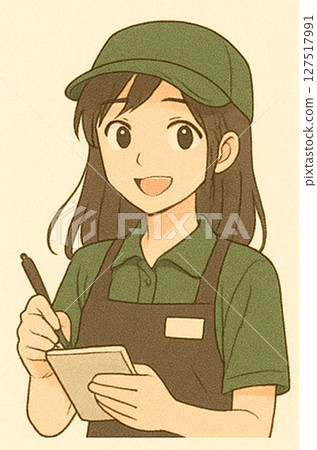 笑容燦爛的日本年輕女性插畫！ 10多歲、20多歲、30多歲、40多歲的年輕一代！打工AIOL 127517991