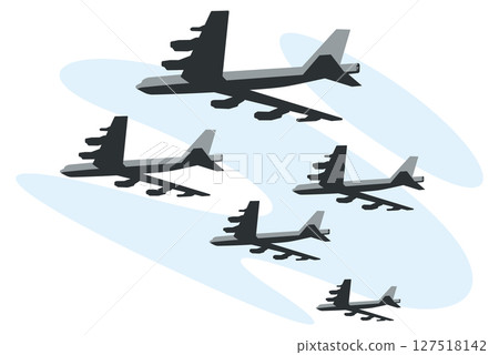 轟炸機並排飛行的插圖 轟炸機並排飛行的插圖 127518142