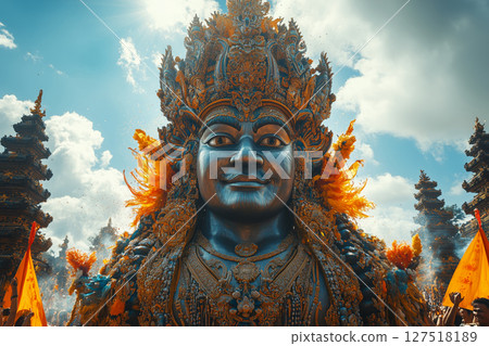 a giant figures detailed face 127518189