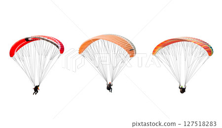 collection Bright colorful parachute on white background, isolated. 127518283
