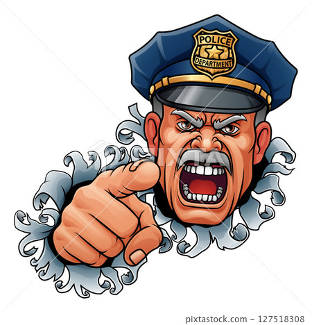 Policeman Angry Police Man Cartoon Character Cop 127518308