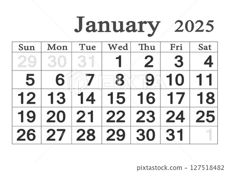 Planner calendar for January 2025. Monthly Organizer. 2025 Monthly Planner Planner calendar for January 2025. Monthly Organizer. 2025 Monthly Planner 127518482