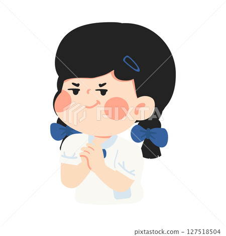 Illustration of a Smirking Cartoon Girl 127518504