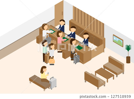 等距飯店前台辦理入住影像 等距飯店前台辦理入住影像 127518939