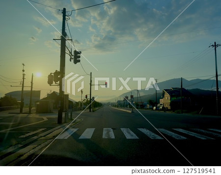 A summer sky and a utility pole at 4:30 in the morning A summer sky and a utility pole at 4:30 in the morning 127519541