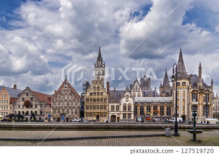 Lys river embankment (Graslei), Ghent, Belgium 127519720