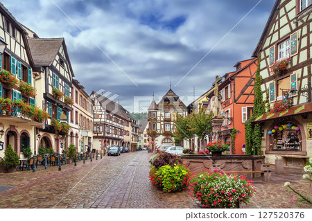 Main street in Kaysersberg, Alsace, France Main street in Kaysersberg, Alsace, France 127520376