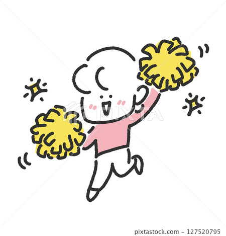 A woman cheering with a smile and holding pom-poms 127520795