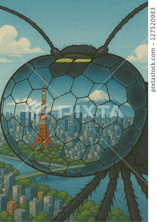 漂浮在城市中的城市就像一隻巨型蜻蜓的複眼 127520983