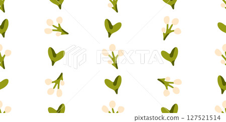 Seamless Berry and Leaf Pattern 127521514