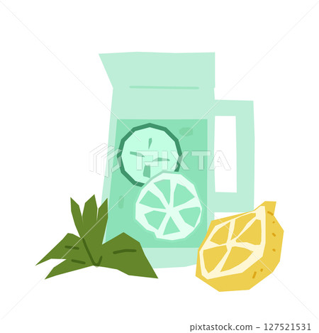 Mint Lemonade Jug Illustration 127521531