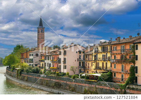 Adige River Embankment in Verona, Italy 127521884