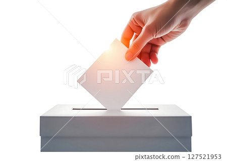 投票箱裡的一票和一束耀眼的光芒 127521953