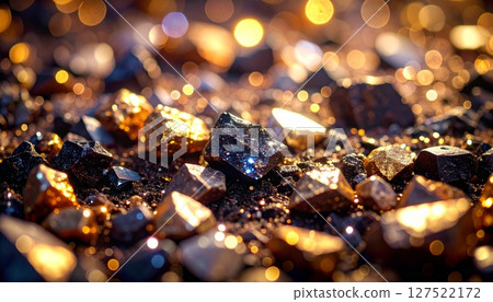 Golden Christmas tree lights and sparkling holiday decorations glow brightly with a warm bokeh blur Golden Christmas tree lights and sparkling holiday decorations glow brightly with a warm bokeh blur 127522172