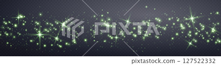 Green glittering dots, particles, stars magic sparks. Dust cloud flare light effect. Green luminous points with smoke. Vector particles on transparent background. Green glittering dots, particles, stars magic sparks. Dust cloud flare light effect. Green luminous points with smoke. Vector particles on transparent background. 127522332