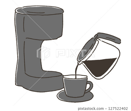 咖啡機的簡單插圖 127522402