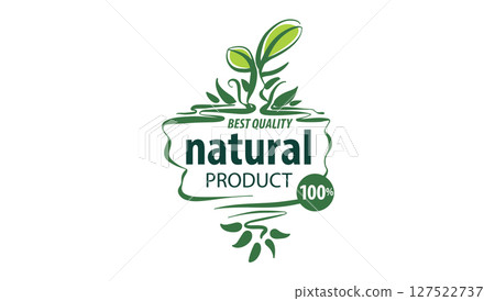 Vector logo of a natural product, hand-drawn in an artistic style Vector logo of a natural product, hand-drawn in an artistic style 127522737