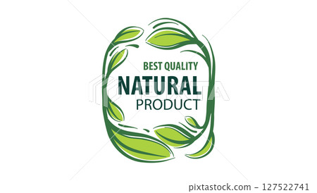 Vector logo of a natural product, hand-drawn in an artistic style Vector logo of a natural product, hand-drawn in an artistic style 127522741