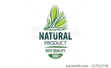 Vector logo of a natural product, hand-drawn in an artistic style 127522746