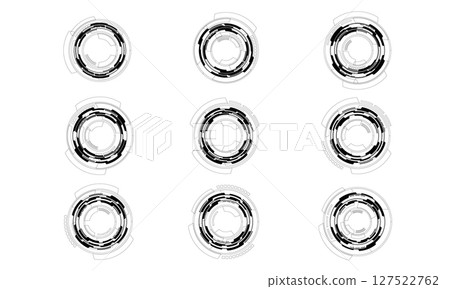 Set of sci fi black circle user interface elements technology futuristic design modern creative on white background vector Set of sci fi black circle user interface elements technology futuristic design modern creative on white background vector 127522762