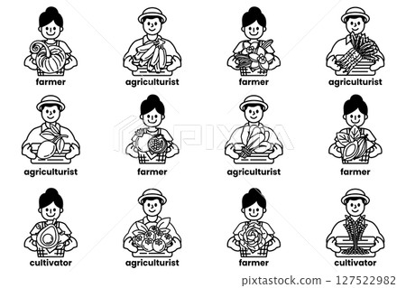A group of people are holding baskets of vegetables and fruits 127522982