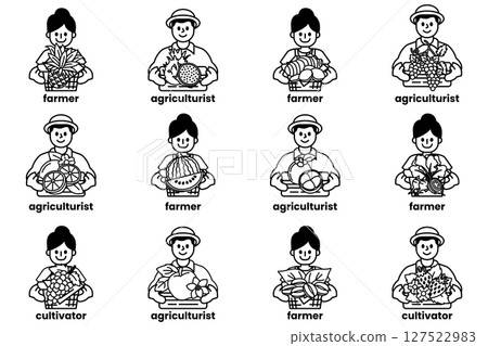 A group of people are holding fruits and vegetables 127522983