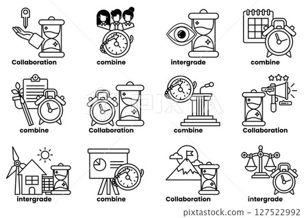 The image is a collection of different time-related icons, including clocks The image is a collection of different time-related icons, including clocks 127522992