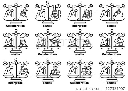 The image is a set of scales with the word AI on them The image is a set of scales with the word AI on them 127523007