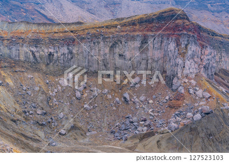 （熊本縣）阿蘇山中岳火山口壁的黏合地形 127523103