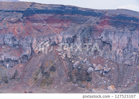 (Kumamoto Prefecture) Agglutinate topography of the crater wall of Nakadake, Mt. Aso 127523107