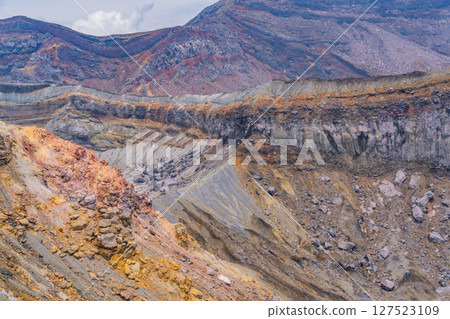 （熊本縣）阿蘇山中岳火山口壁的黏合地形 127523109