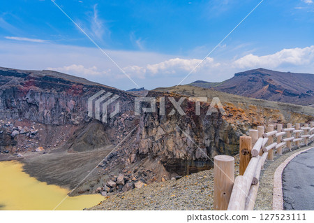 (Kumamoto Prefecture) Agglutinate topography of the crater wall of Nakadake, Mt. Aso 127523111