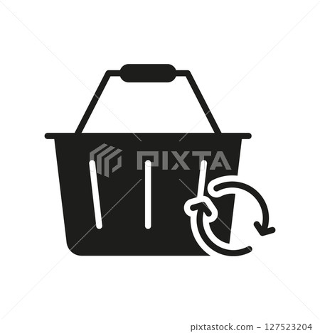 Shopping Basket With Circular Arrows Solid Icon. Sustainable Shopping, Reuse, And Recycling Symbol. Eco-Friendly Consumer Habits. Isolated Vector Illustration Shopping Basket With Circular Arrows Solid Icon. Sustainable Shopping, Reuse, And Recycling Symbol. Eco-Friendly Consumer Habits. Isolated Vector Illustration 127523204