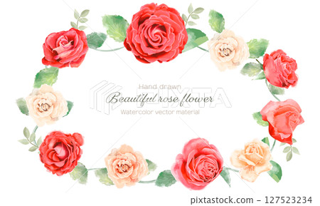 水彩玫瑰花框(花環) 水彩玫瑰花框(花環) 127523234