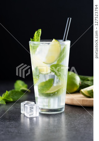 Classic Mojito Cocktail with Lime and Mint. Classic Mojito Cocktail with Lime and Mint 127523764