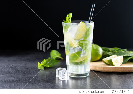 Classic Mojito Cocktail with Lime and Mint. Classic Mojito Cocktail with Lime and Mint 127523765