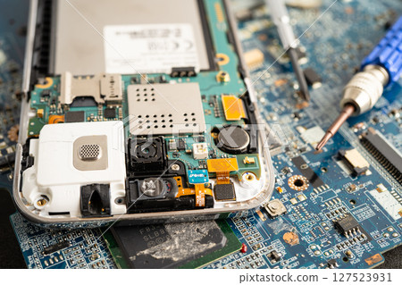 Repairing and upgrade circuit mainboard of notebook, electronic, computer hardware and technology. 127523931
