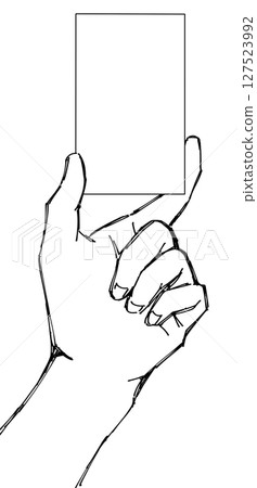 手拿著卡片的線條畫插圖 127523992