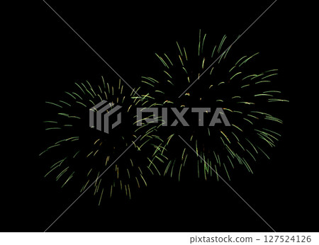 Green firework sparkling on black background for celebration and anniversary 127524126