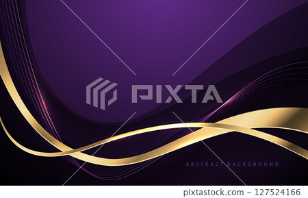 Abstract gold ribbon curve overlap on purple luxury background vector 127524166