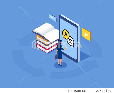 Language school. Flat isometric vector concept 127524189