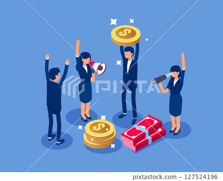 Team success. Flat isometric vector concept 127524196