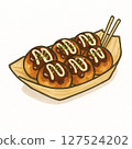簡單的平面章魚燒插圖 127524202