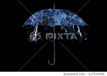 On a black background an umbrella made of water. 127524590