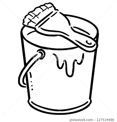 油漆桶和刷子_線條畫 127524986
