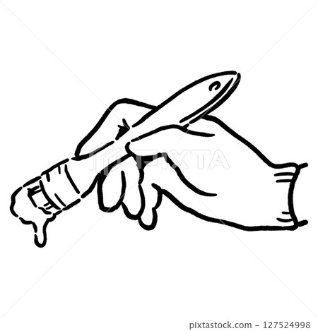 手握畫筆_線條畫 127524998
