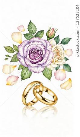 wedding concept with rings and roses 127525104